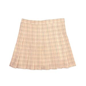Pleated Peach Plaid Skirt